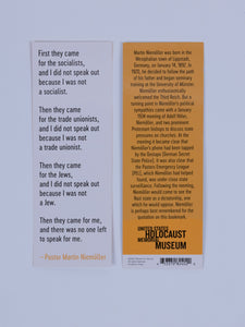 "Then They Came for Me" Quotation Bookmark